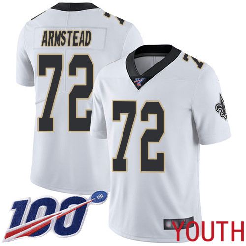 New Orleans Saints Limited White Youth Terron Armstead Road Jersey NFL Football #72 100th Season Vapor Untouchable Jersey->youth nfl jersey->Youth Jersey